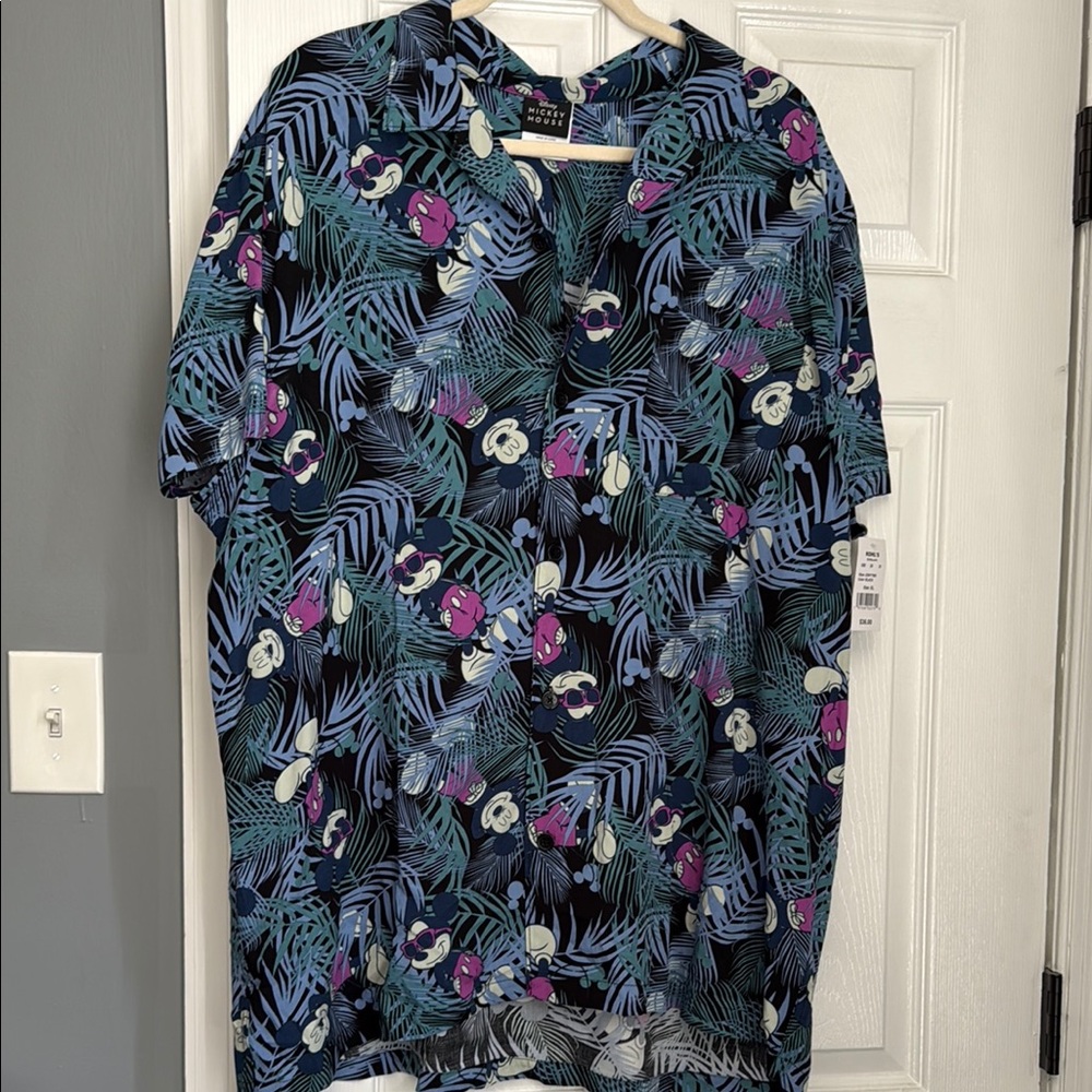 Disney Men's Casual Button Down Shirt - Blue and Purple